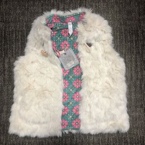 Matilda Jane white faux fur Snow Queen Reversible vest size 6 NWT